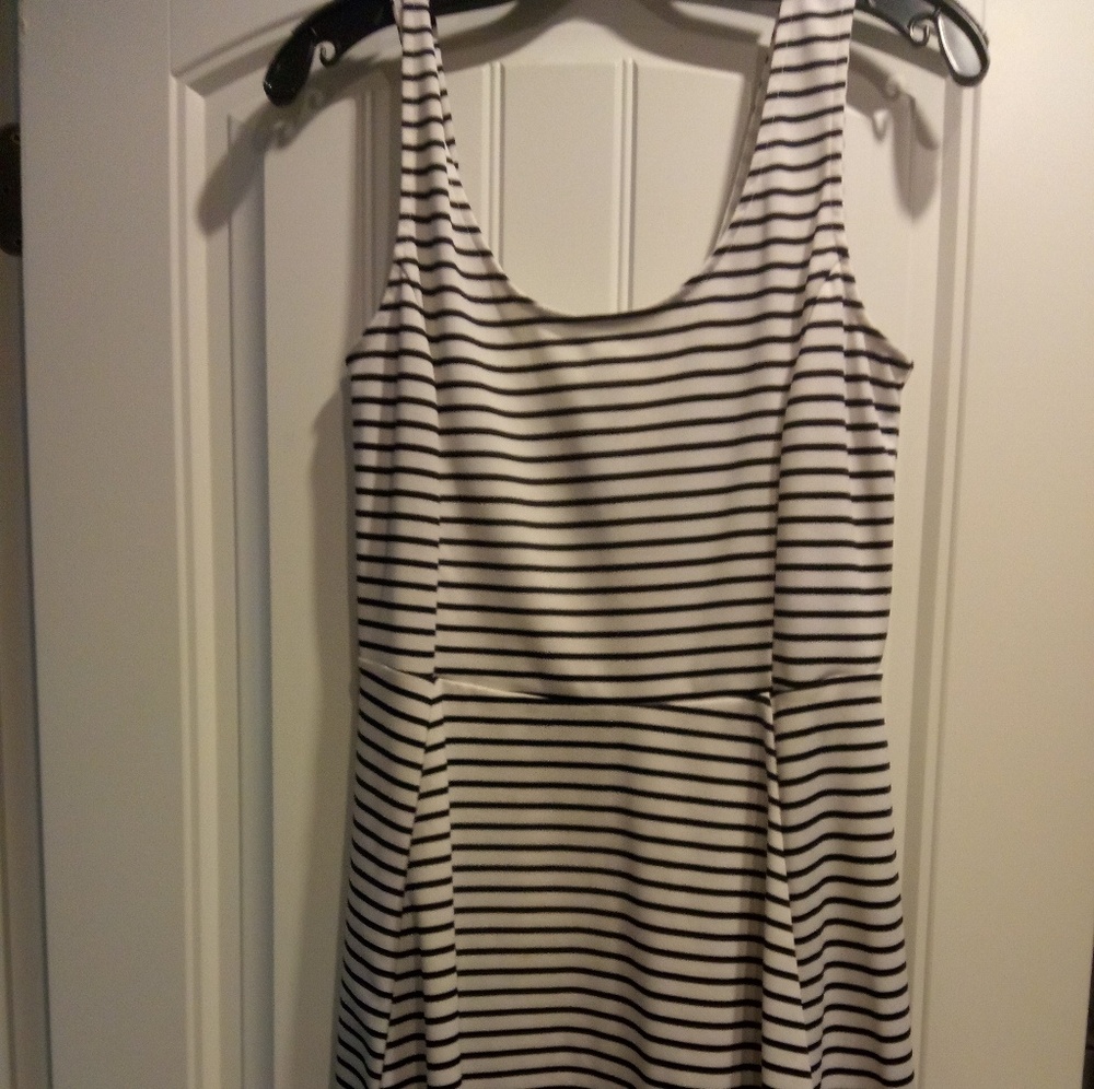 White and black skater dress